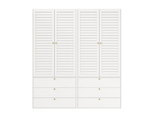 Armoire 4 porte(s) battante 6 tiroir(s) <strong>MODFU</strong> <strong></strong> coloris blanc largeur 180 cm
