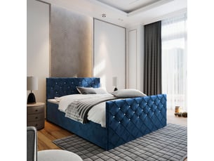 Lit avec rangement 160x200 cm <strong>MASSENO</strong> <strong></strong> coloris bleu