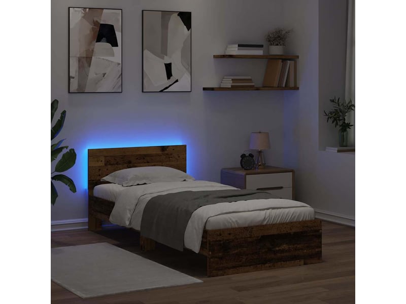  Lit simple- lit adulte -  cadre de lit bois ancien 90 x 190 cm bois d'ingénierie  - Conforama C
