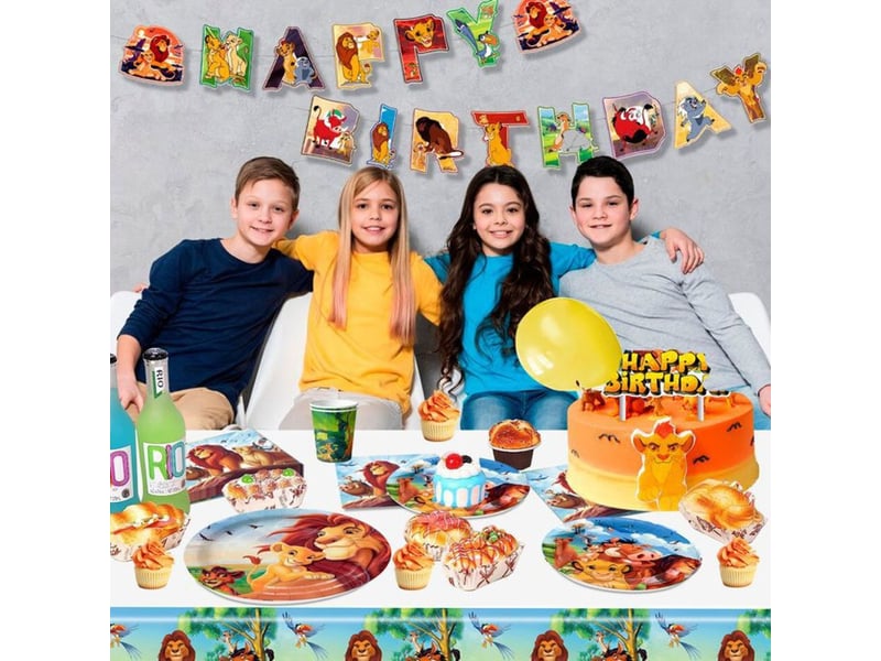  Vaisselle anniversaire roi lion set 66 pieces pour 16 invités 333453_AAAPO16235_6_DROPFR - Conforama D