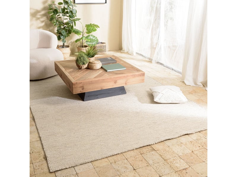  Quentin - tapis rectangulaire 300x400cm laine tissée couleur blancmarron  - Conforama B