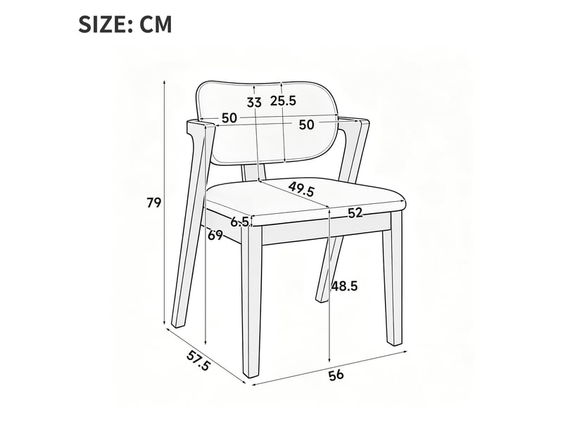  Lot de 2 chaises de salle à manger avec accoudoirs 56x57,5x79 cm noyer et beige  - Conforama C