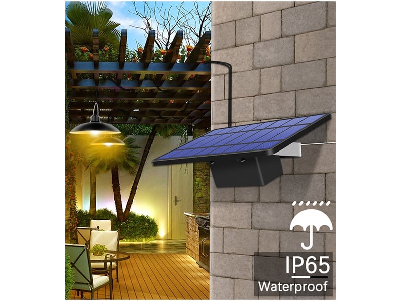 Lampe solaire extérieure avec télécommande – noir, lumière chaude 3000k - Conforama D