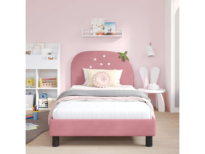  Cadre de lit pour enfants - lit jeune avec tête de lit rose 80 x 200 cm  - Conforama C
