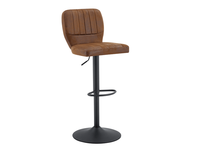  Tabouret de bar réglable en hauteur (62-), 52x45 cm, noir et marron, métal, pu, design moderne, rangement pratique  - Conforama C