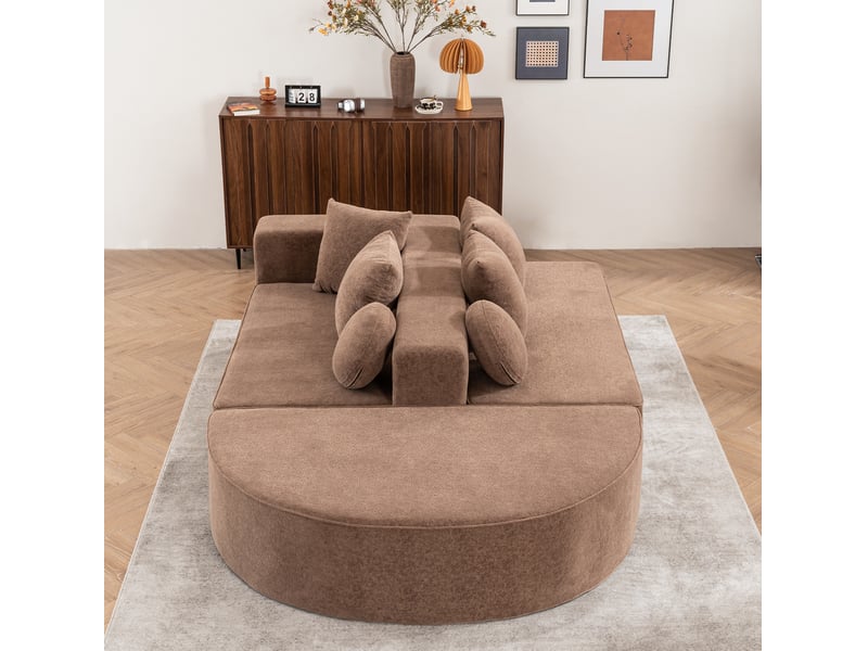  Canapé modulaire modenvie 5 places en chenille marron 263 x 171 x 66 cm  - Conforama B