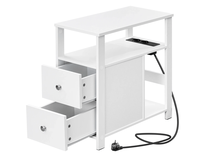  Table basse avec 2 tiroirs, 2 niches ouvertes et prises usb, pour salon et chambre, 60 × 60 × 30 cm  - Conforama A