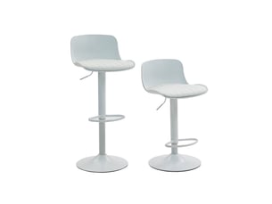 Tabouret de bar 101 x 43 x 45 cm – pivotant et réglable 87 x 43 x 45 cm – ensemble deux pièces – métal avec repose-pieds – blanc