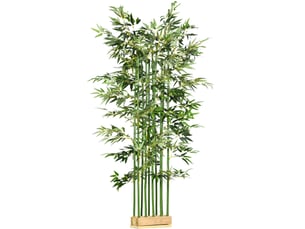 Bambou artificiel 180 cm – vert – 1640 feuilles réalistes, pot rectangulaire décoratif sans entretien