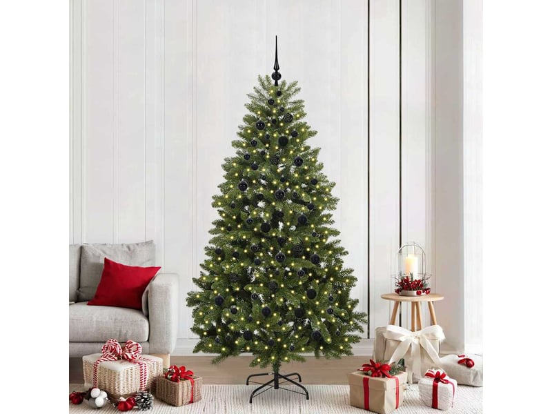  Sapin de noël, arbre de noël artificiel 210 cm 300 led blanc chaud vert shl8174  - Conforama B
