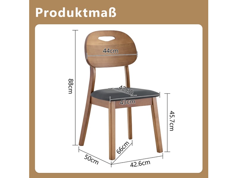  Lot de 2 chaises de salle à manger, chaise cuisine, assise confortable, dossier ovale, dossier ergonomique, pu, bois+noir  - Conforama C