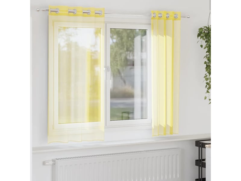  Lot de 2 rideaux en voile, voilages avec œillets jaune cf44370  - Conforama B