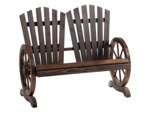 Banc de jardin 2 places en bois 108x66x95 cm – marron foncé – dossier incurvé et accoudoirs rustiques