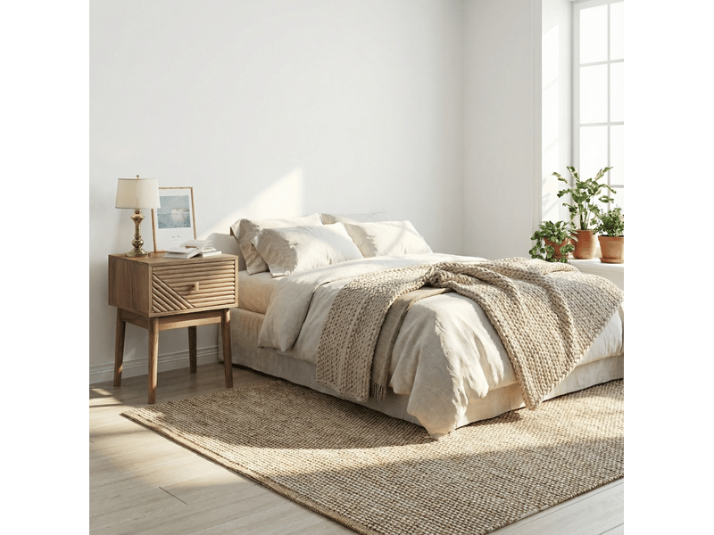  Lot de 2 tables de chevet style mid-century – chêne clair, 1 tiroir, 40 x 40 x 55 cm  - Conforama C