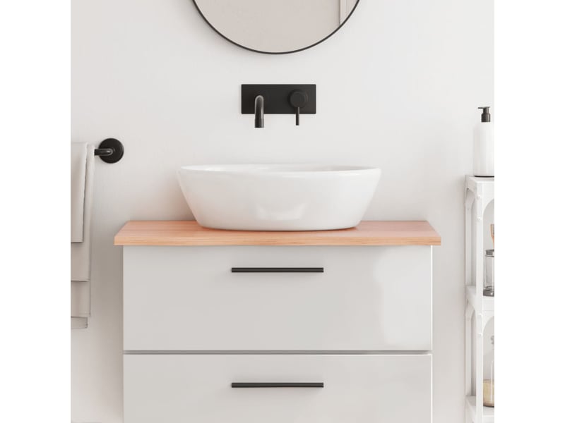 Comptoir de salle de bain, plan de travail marron clair 80x50x2 cm bois traité cf65836 - Conforama B