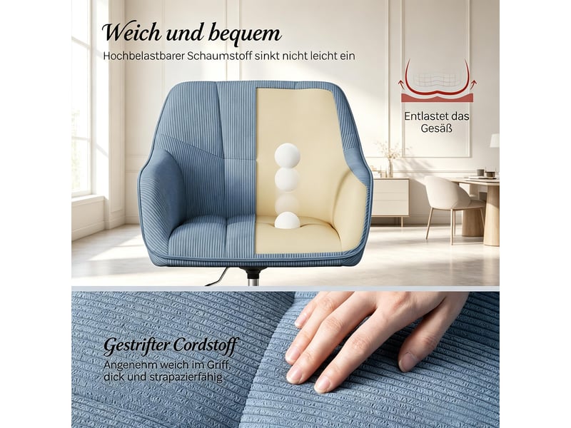  Chaise de bureau moderne pivotante avec dossier, fauteuil élégant et confortable  - Conforama D
