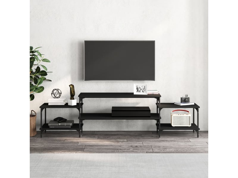  Meuble tv - banc tv - meuble de rangement noir 197x35x52 cm bois d'ingénierie  - Conforama C