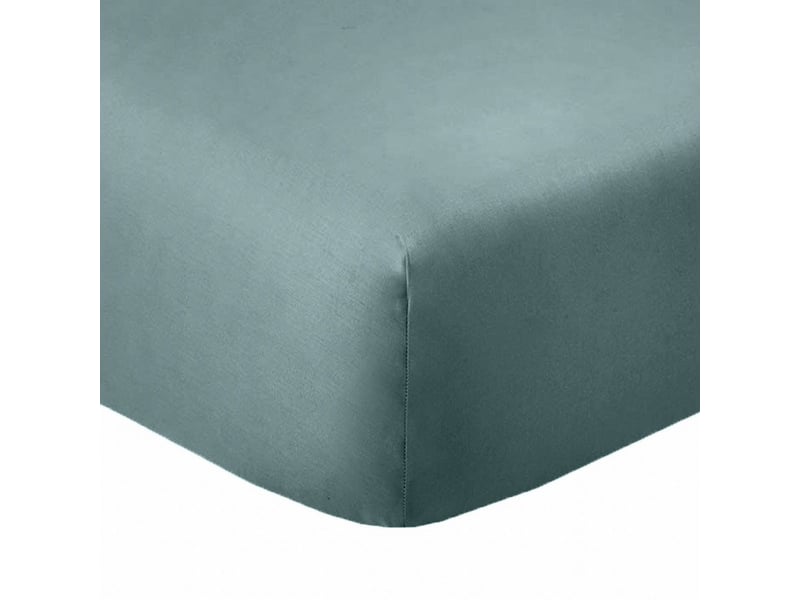  Drap housse 160x200 +35 cm coton 57 fils bleu canard PD16910 - Conforama A