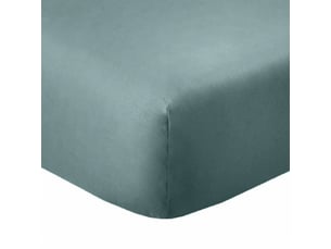 Drap housse 160x200 +35 cm coton 57 fils bleu canard
