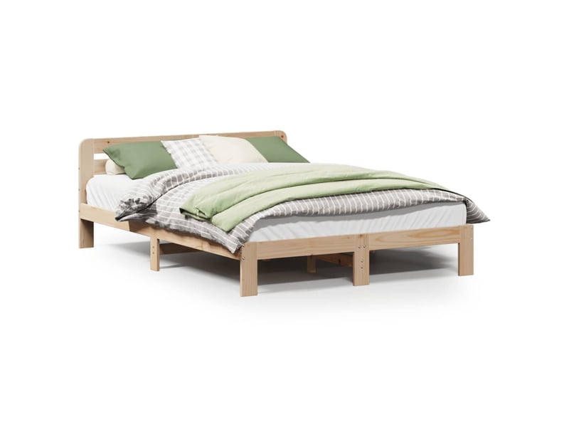 Lit double- lit adulte -  cadre de lit sans matelas 120x200 cm bois de pin massif  - Conforama A