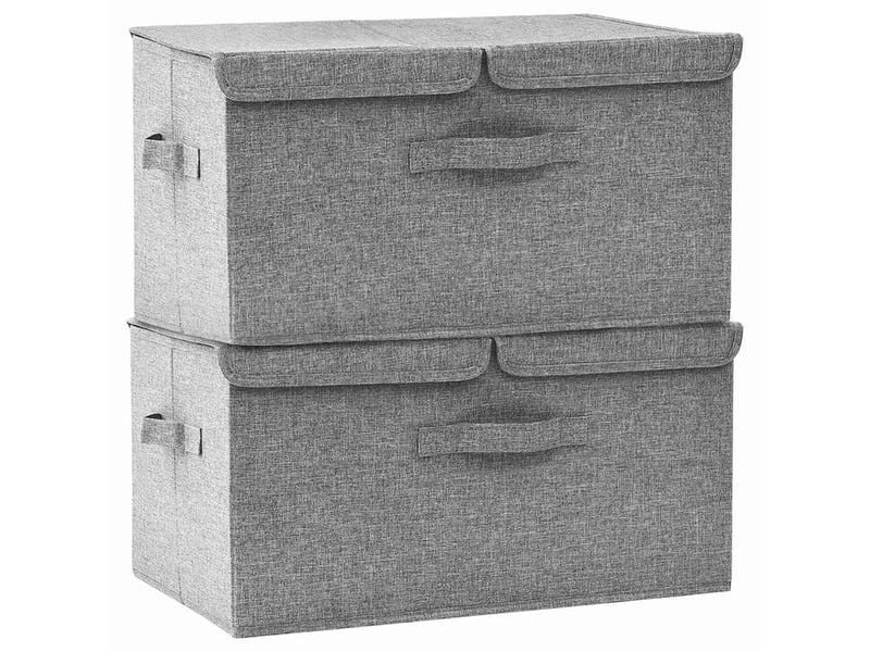  Boîtes de rangement tissu intissé 2 compartiments gris  - Conforama A
