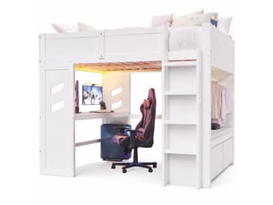 Lit mezzanine 140x200 cm <strong>HAVRYA</strong> <strong></strong> coloris blanc