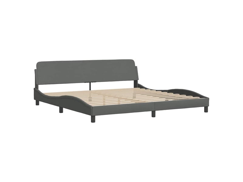  Lit double- lit adulte -  cadre de lit sans matelas hanko gris foncé 200x200 cm tissu  - Conforama D