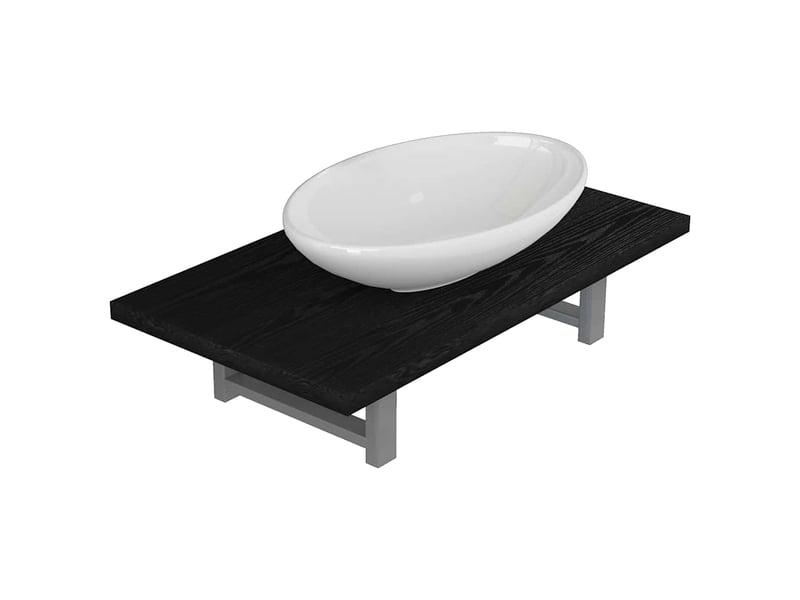 Meuble de salle de bain, armoire salle de bain en deux pièces céramique noir cf65445 - Conforama A