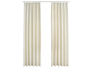 Lot de 2 rideaux occultants, rideaux black-out avec crochets velours crème 140x245 cm cf44897