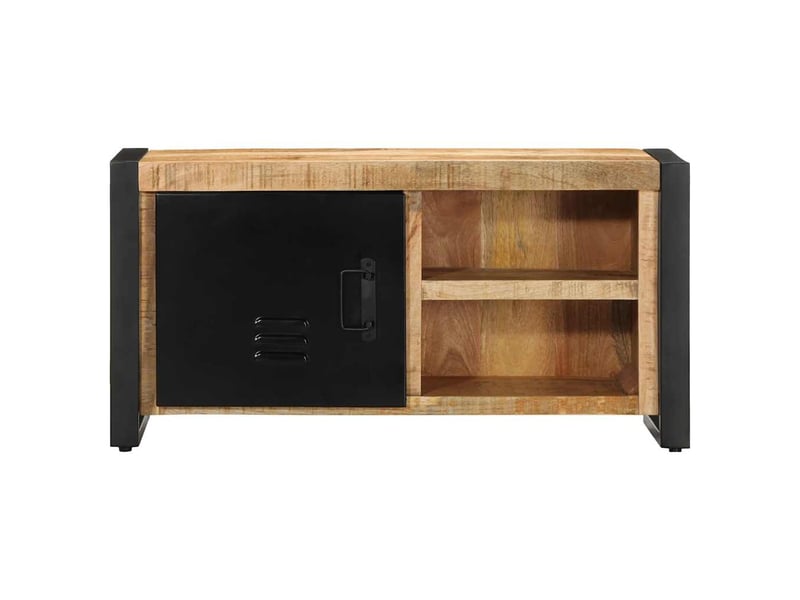  Meuble tv - banc tv - meuble de rangement 80x30x40 cm bois massif de manguier brut  - Conforama C