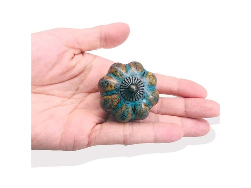 Lot de 6 poignées de porte en céramique émaillée pour armoires, salles de bains, armoires, tiroirs (bleu)  - Conforama D