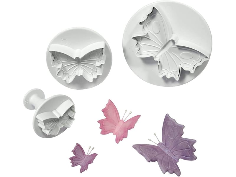  Lot de 3 emporte pièces à poussoir papillons, plastique, blanc NO Commercial reference - Conforama A