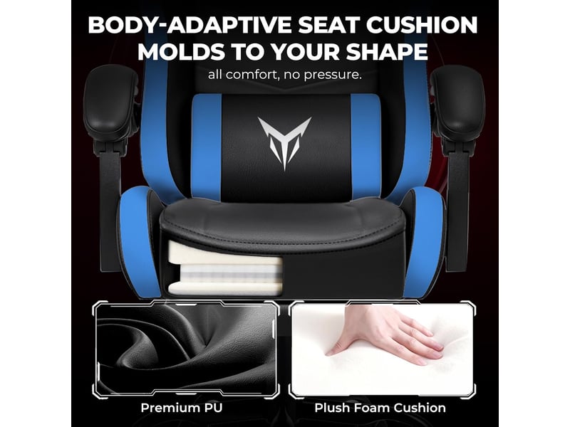 Gtplayer chaise de jeu avec repose-pieds, soutien lombaire et appui-tête réglable - bleu XGC02-BL - Conforama D