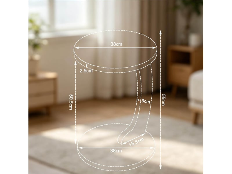  Table d’appoint ronde 38x55 cm en c mdf chêne clair  - Conforama E