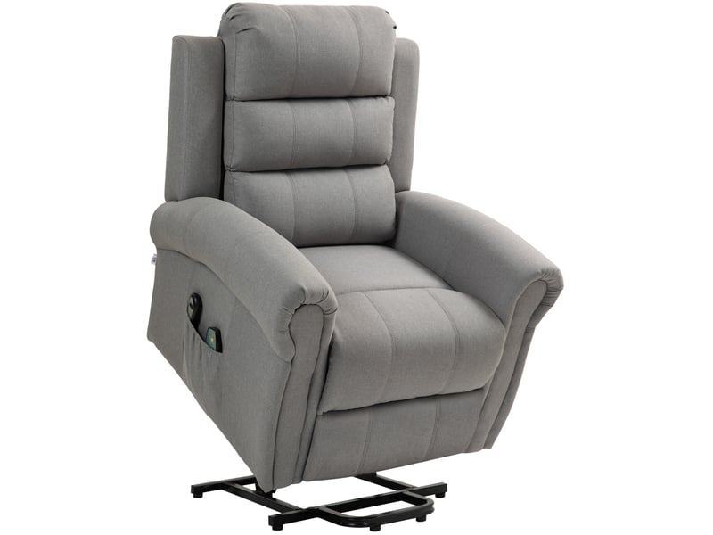  Fauteuil massant électrique avec aide au relevage, fonction relax et chauffage, en tissu gris clair 91 × 89 × 106 cm  - Conforama A