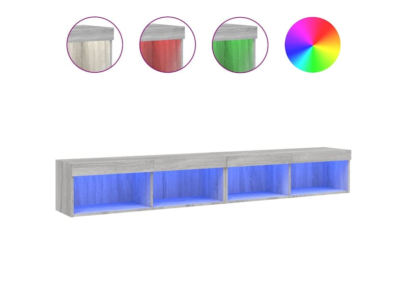 Meubles tv - banc tv - meuble de rangement avec lumières led 2 pcs sonoma gris 100x30x30 cm - Conforama A