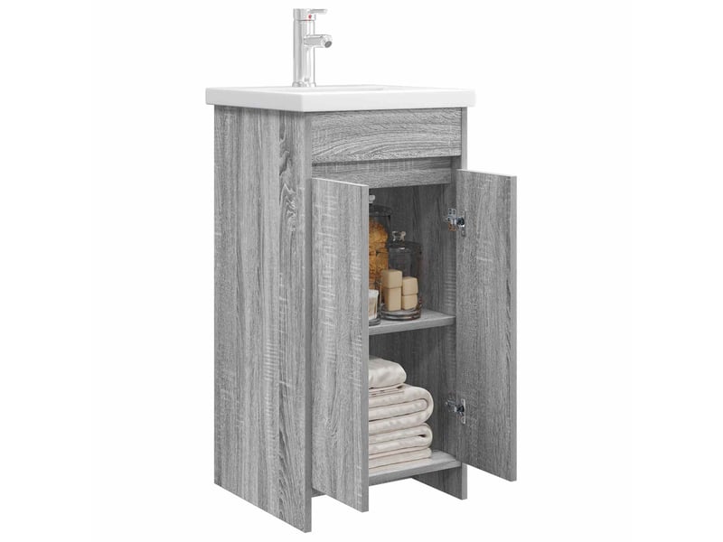  Meuble salle de bain avec évier, meuble de rangement sonoma gris shl1807  - Conforama C