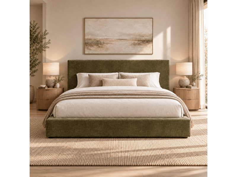  Lit coffre double capitonné 160 x 200 cm – tête de lit capitonnée – sommier à lattes – vert (matelas non inclus)  - Conforama D