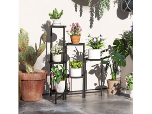 Étagère à plantes pliante en métal 60 x 40 x 80 cm – noir – 6 niveaux modulables