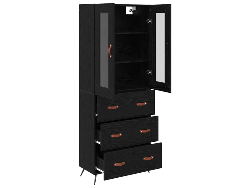  Buffet - bahut - meuble de rangement avec étagère 2 pc chêne noir 69,5 x 34 x 180 cm  - Conforama E