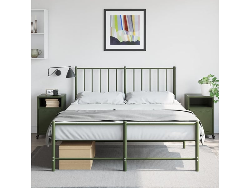  Lot de 2 tables de chevet - cabinet de chevet - table de nuit vert olive 36x39x59 cm acier  - Conforama B
