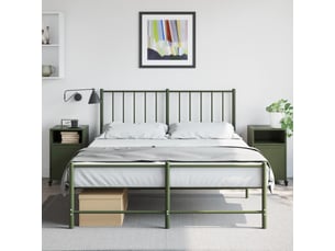 Lot de 2 tables de chevet - cabinet de chevet - table de nuit vert olive 36x39x59 cm acier