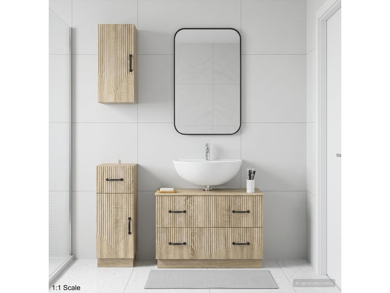 Ensemble de meuble de salle de bain 3 pièces hoorn chêne sonoma cf63477 - Conforama B