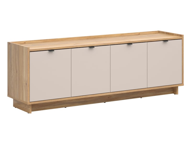  Meuble tv 4 portes coloris chêne mauvella beige - longueur 173,3 x profondeur 42 x hauteur 59,6 cm  - Conforama D