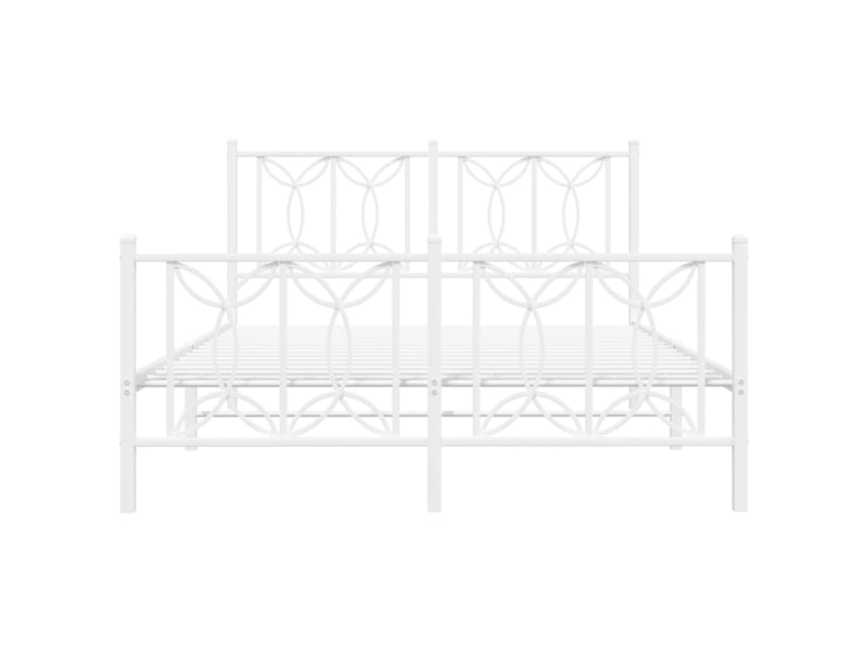  Lit double- lit adulte -  cadre de lit métal sans matelas et pied de lit blanc 140x200 cm  - Conforama C