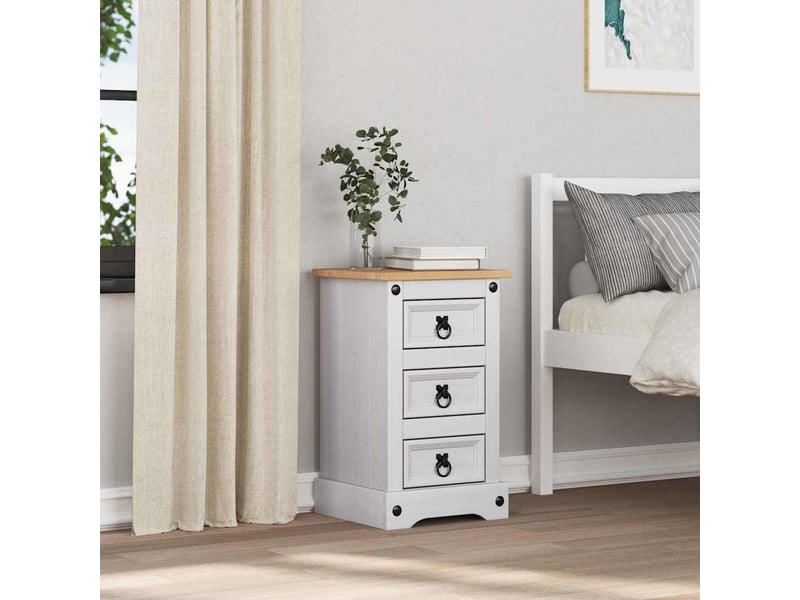 Table de chevet avec tiroir blanc 35 x 32,5 x 58 cm pin massif  - Conforama D