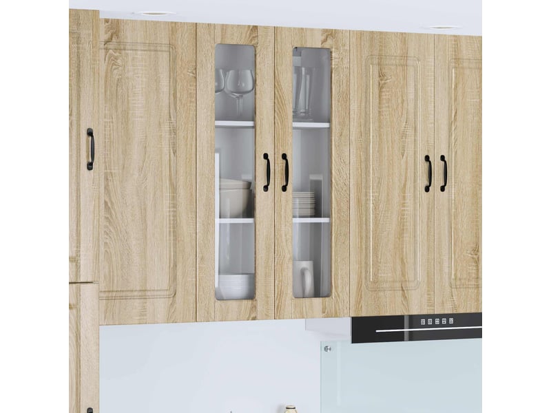 Meuble mural de cuisine, cabinet en verre mural chêne sonoma 60x31x100cm shl7404 - Conforama B