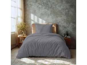 Housse de couette 2 parties 135x200 cm + taie 80x80 cm,  microfibre brossée, gris