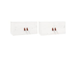 Lot de 2 étagères, armoires murales, meubles tv blanc 60x30x30 cm bois de pin massif cf41028
