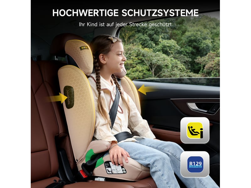 Siège auto enfant i-size r129 isofix rose 100-150 cm avec dossier réglable - Conforama B